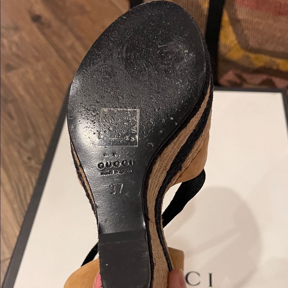 Gucci Tan and Black Espadrille Wedges - Picture 4 of 12